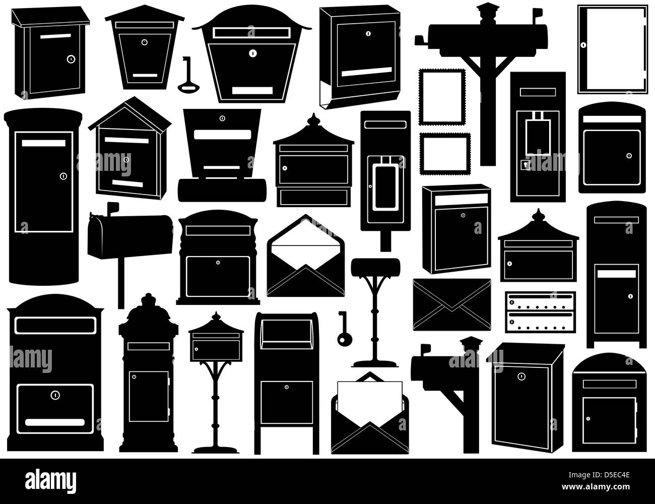 Set Of Different Mailboxes Stock Photo Alamy