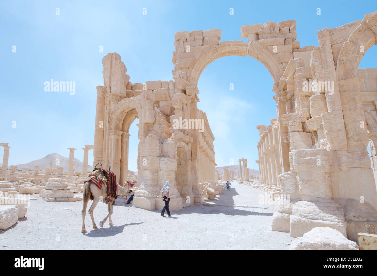 Monumental Arch, Arch of Triumph, or  Arch of Septimius Severus in Palmyra, Syria Stock Photo