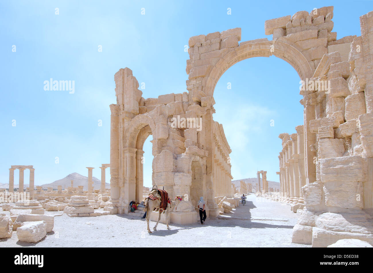 Monumental Arch, Arch of Triumph, or  Arch of Septimius Severus in Palmyra, Syria Stock Photo