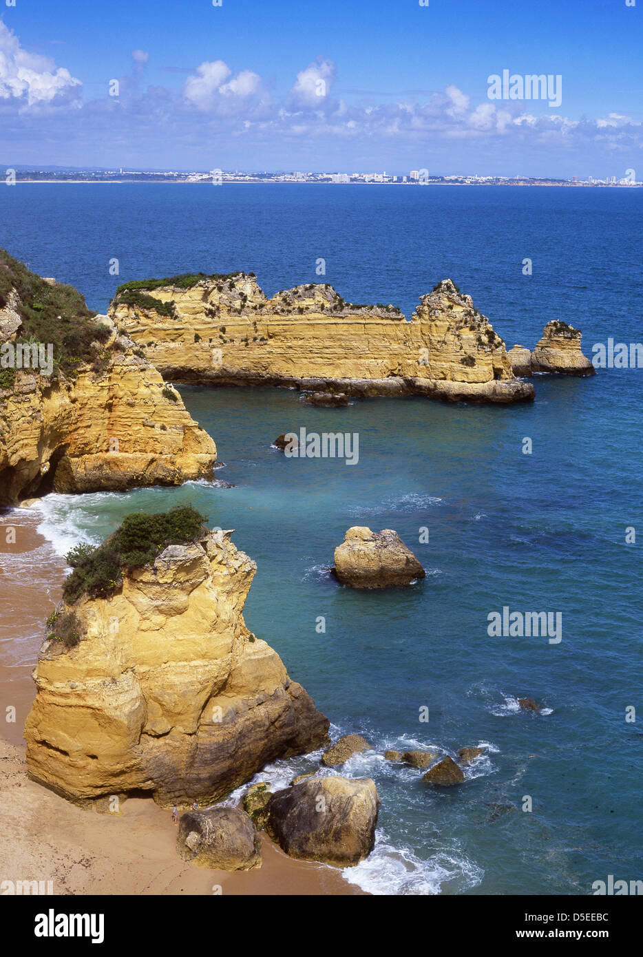 Praia Dona Ana beach with spectacular rock formations Near Lagos Algarve Portugal Stock Photo