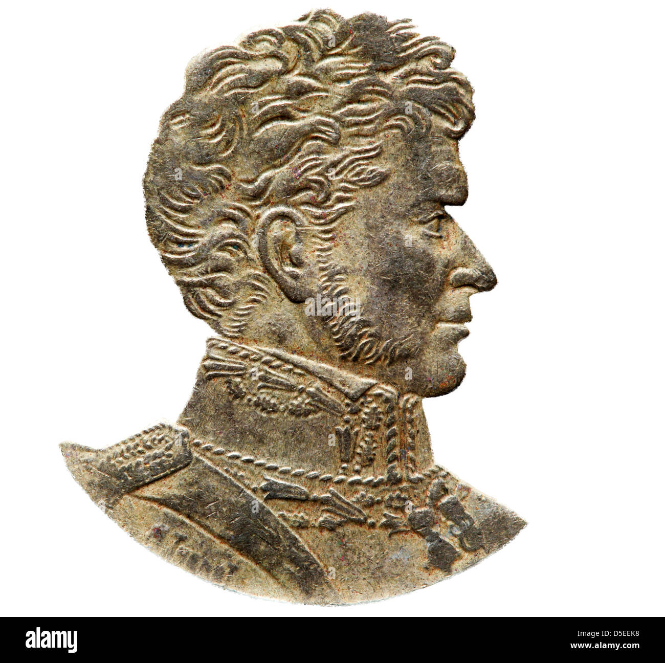 Portrait of Bernardo O'Higgins from 10 pesos coin, Chile, 1994 Stock Photo