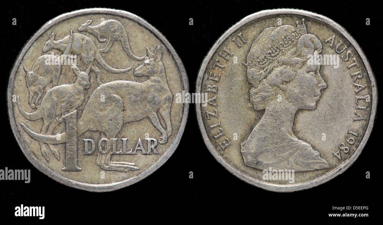 1 Dollar coin, Kangaroo, Australia, 1984 Stock Photo
