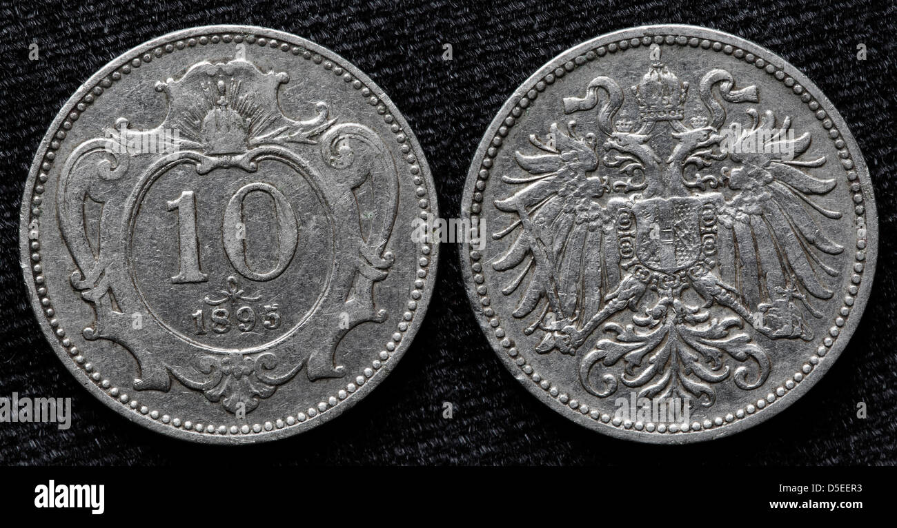 10 Heller coin, Austria, 1895 Stock Photo