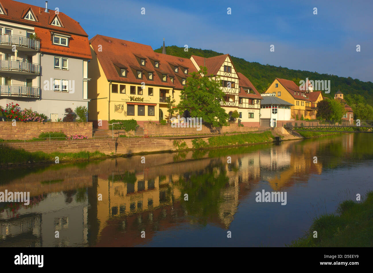 Wertheim, Tauber River, Baden-Wuerttemberg, Main-Tauber, Romantic Road, Romantische Strasse, Germany. Image Stock Photo