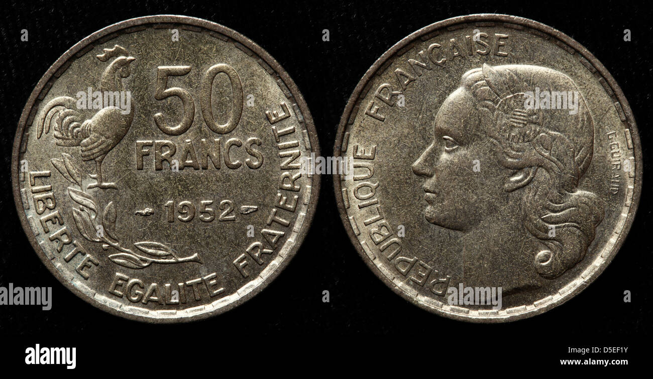 50 Francs Coin, France, 1952 Stock Photo - Alamy