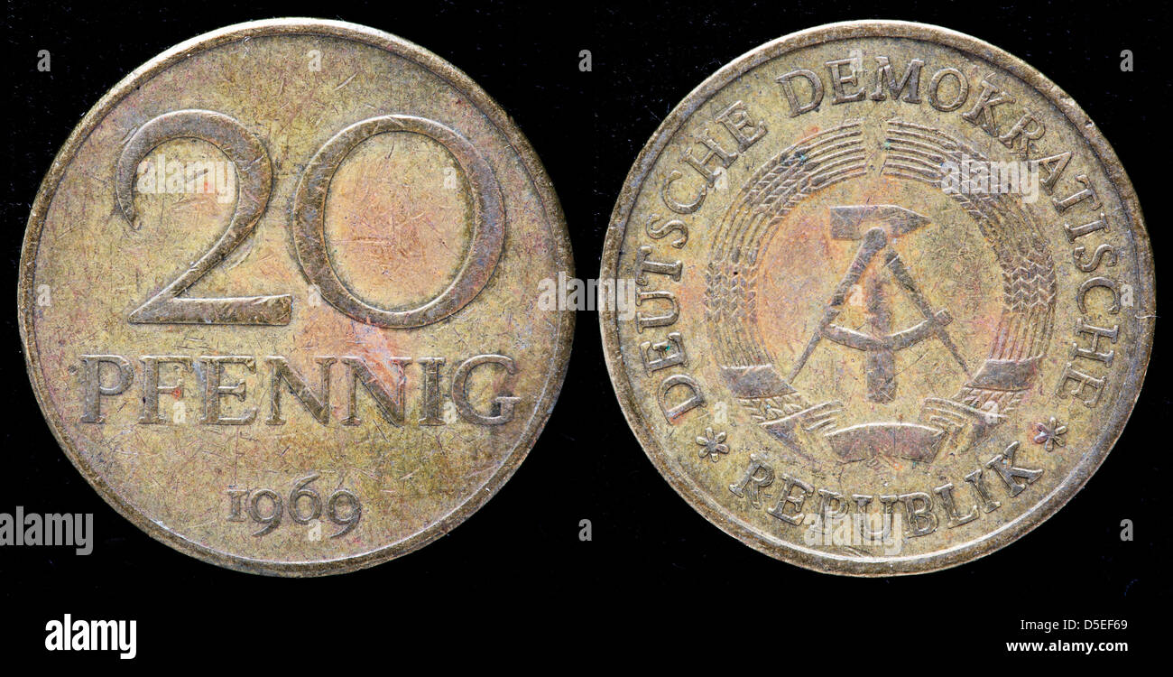 20 Pfennig coin, East Germany, 1969 Stock Photo