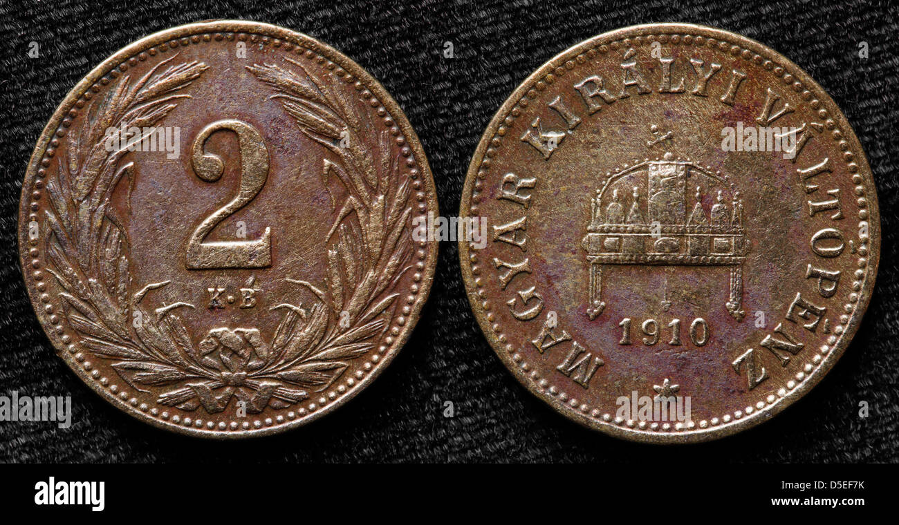 2 Filler coin, Hungary, 1910 Stock Photo