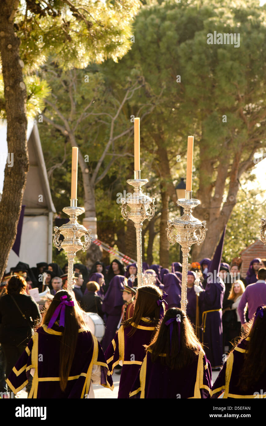 Procession during Holy week, semana santa in Mijas Pueblo, Malaga province, Spain. Stock Photo