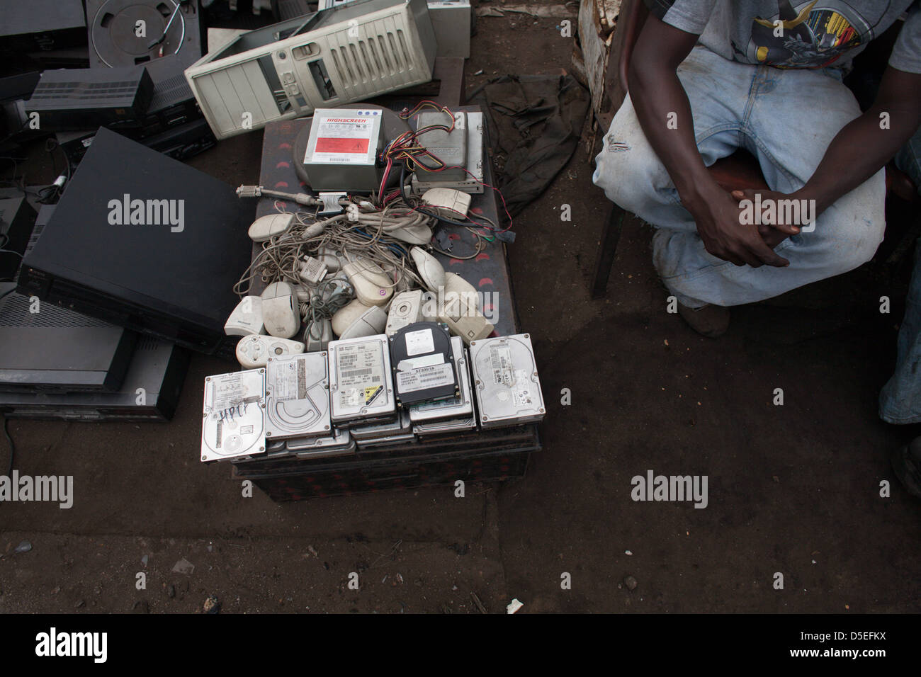 Electronic waste in Agbogbloshie dump, Accra, Ghana. Stock Photo