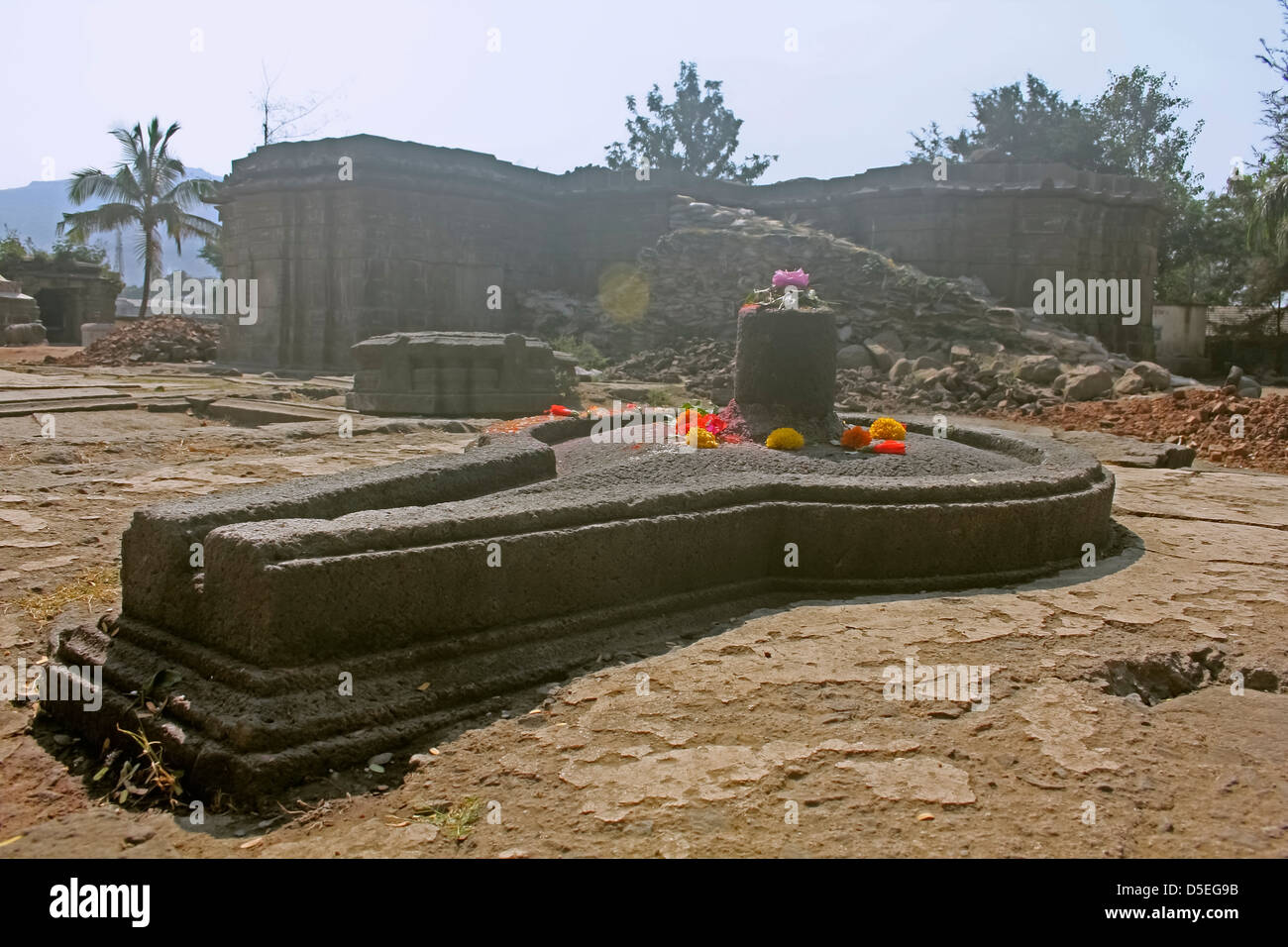 Shivalinga at Shri bhiravnath Temple of Lord Shiva at Kikli, Maharashtra, India Stock Photo