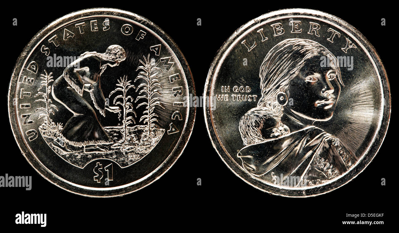 1 Dollar coin Sacagawea dollar Native American female planting