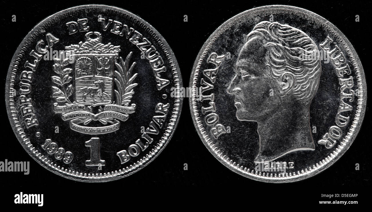 1 Bolivar coin, Venezuela, 1989 Stock Photo