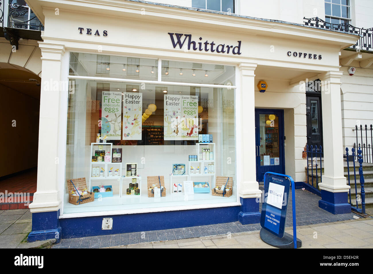 Facade of Whittard of Chelsea a retailer of tea & coffee The Parade Leamington Spa Warwickshire UK Stock Photo