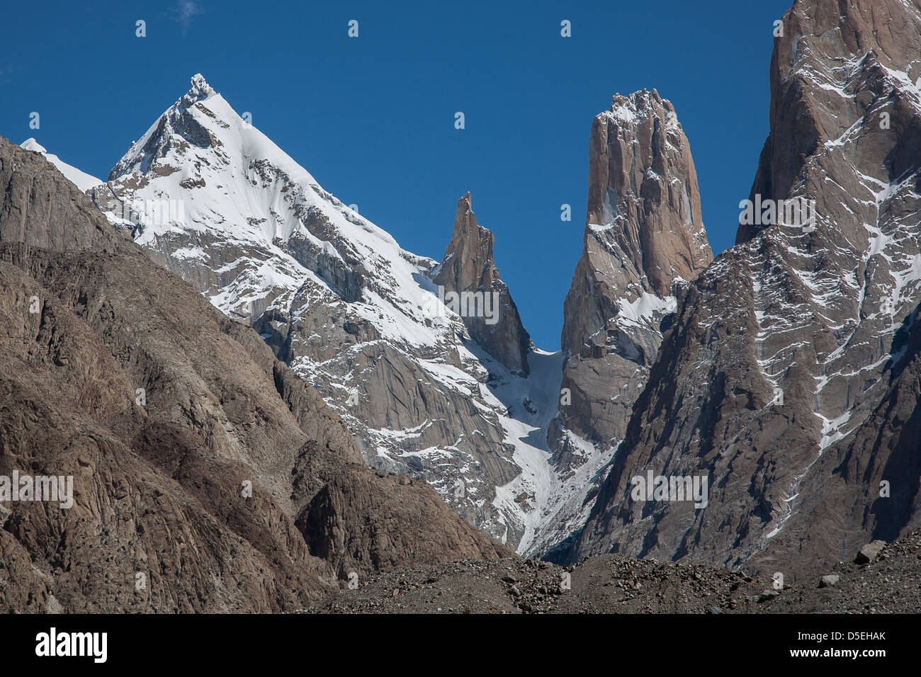 Trango Towers Baltoro Glacier Stock Photo Alamy