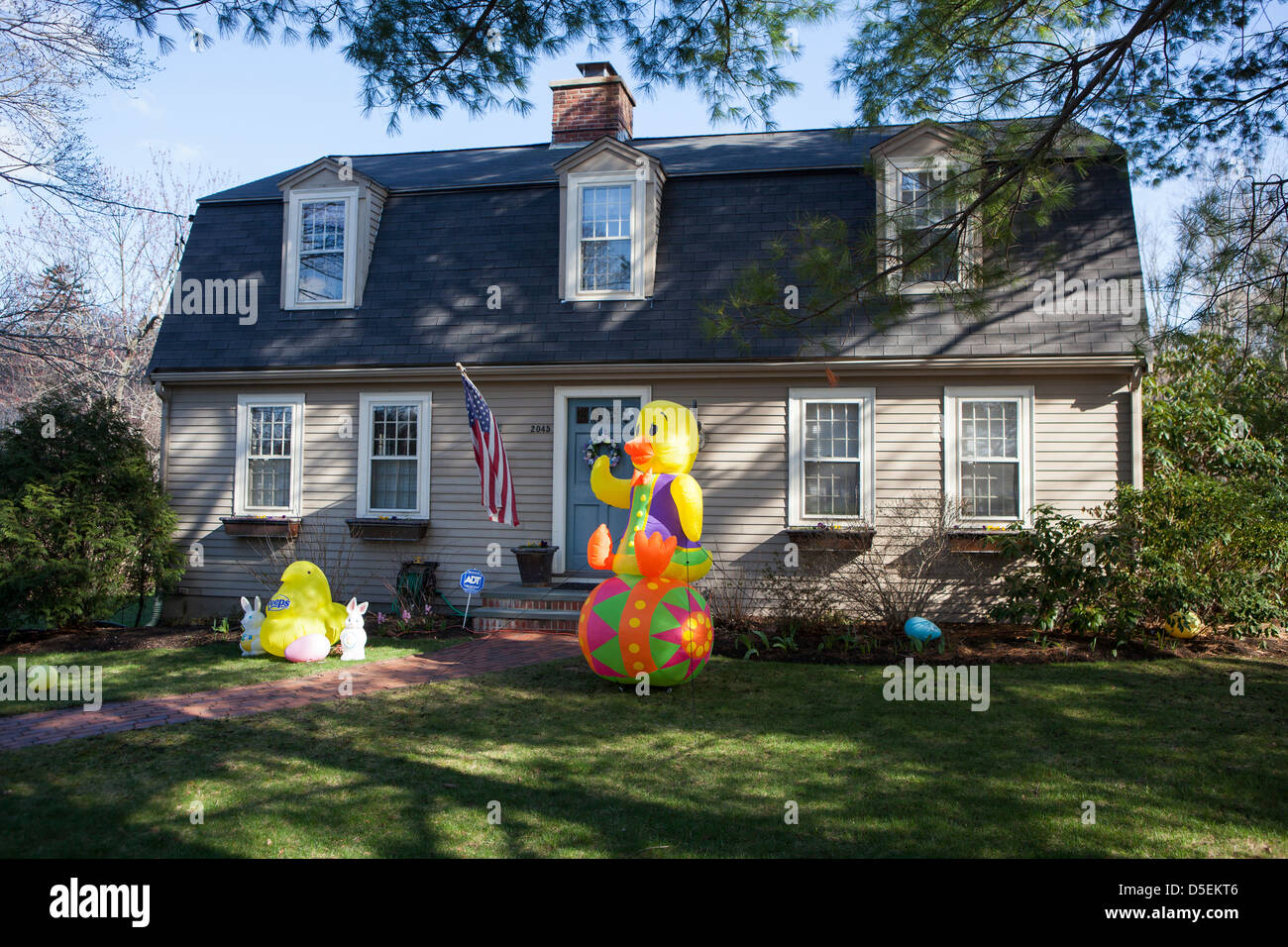 Easter Decoration In Front Of A House In Lexington Massachusetts