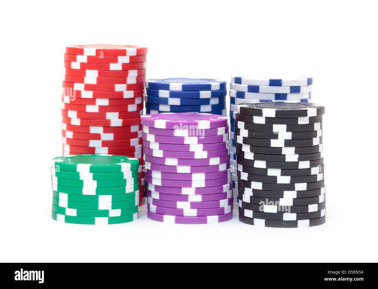 Stacks Of Multicolored Poker Chips Closeup On White Background Stock Photo Alamy