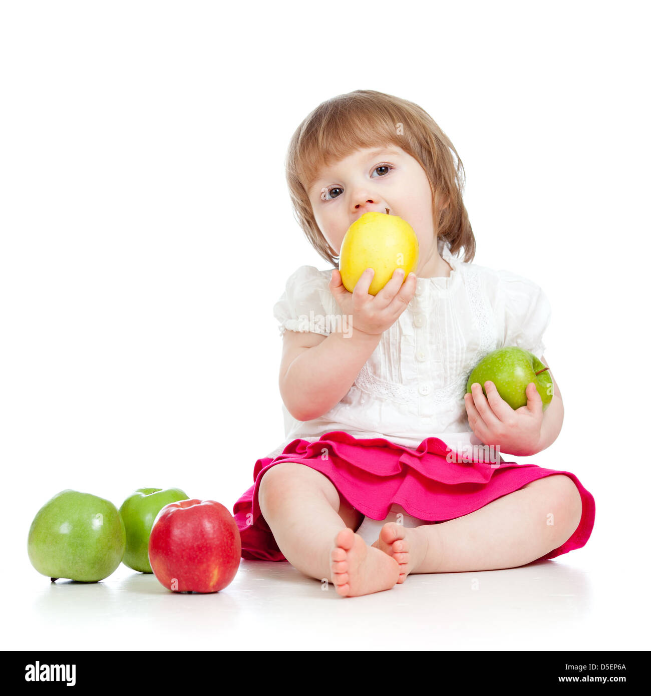 kid eating healthy food apples Stock Photo Alamy