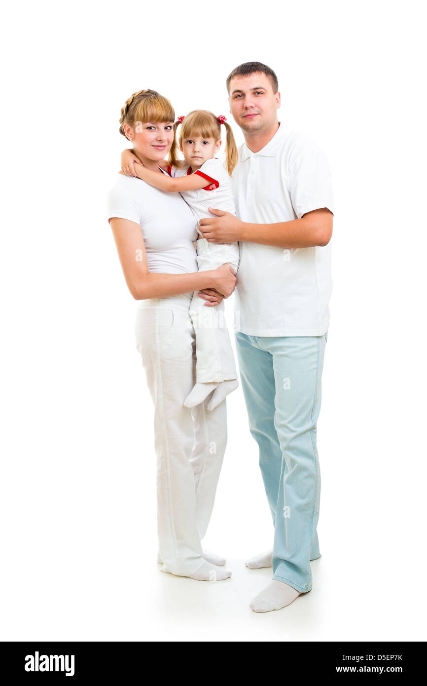 Happy young family isolated on white background Stock Photo - Alamy