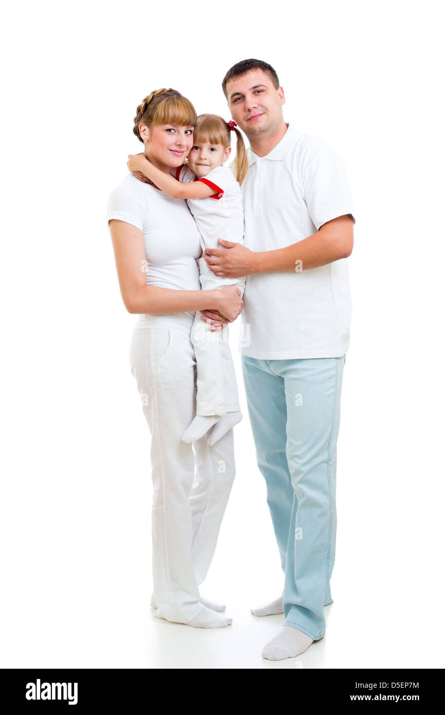 Happy young family isolated on white background Stock Photo - Alamy