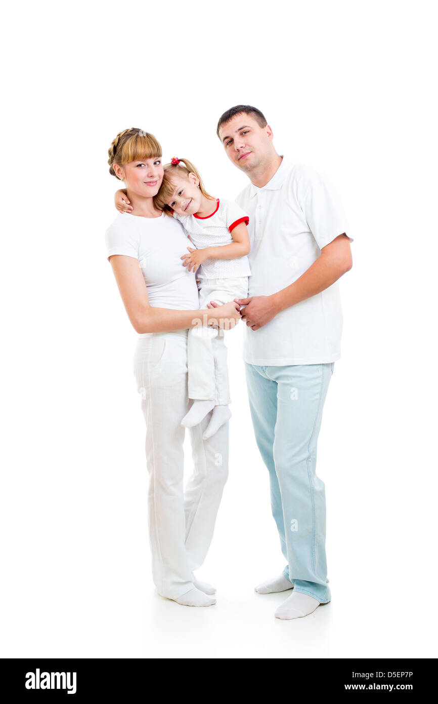 Happy young family isolated on white background Stock Photo - Alamy