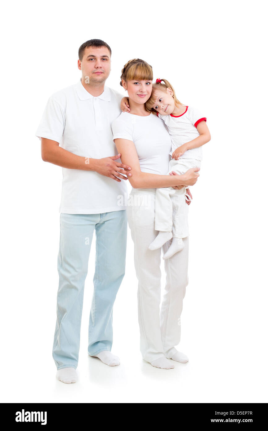 Happy young family isolated on white background Stock Photo - Alamy