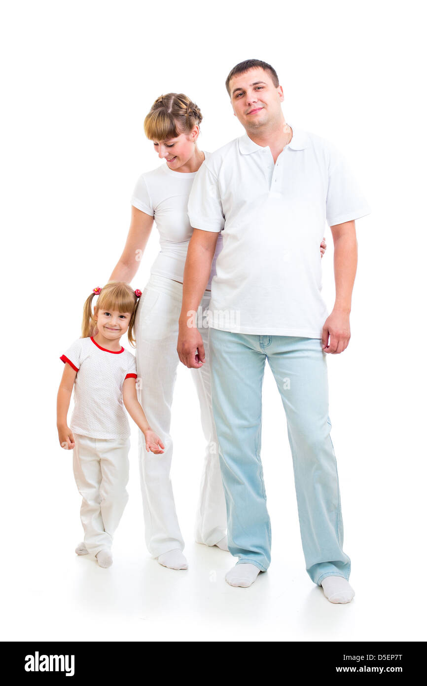 Happy young family isolated on white background Stock Photo - Alamy