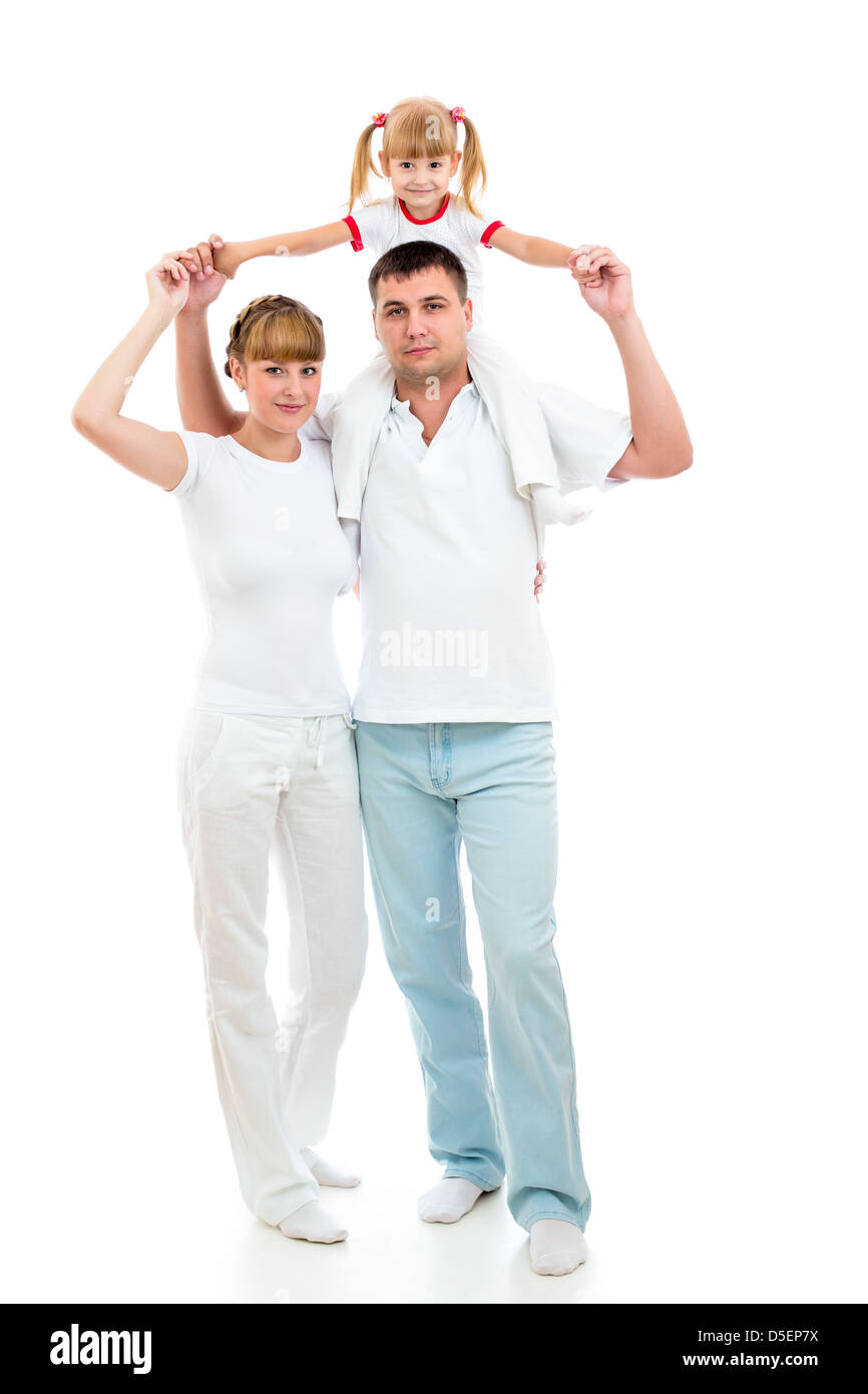 Happy young family isolated on white background Stock Photo - Alamy