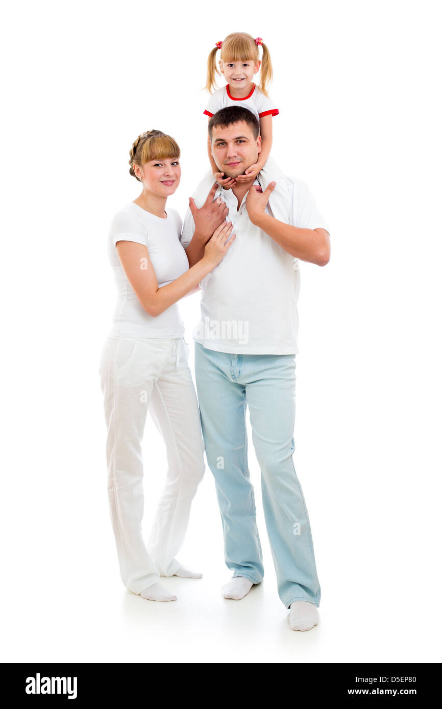 Happy young family isolated on white background Stock Photo - Alamy
