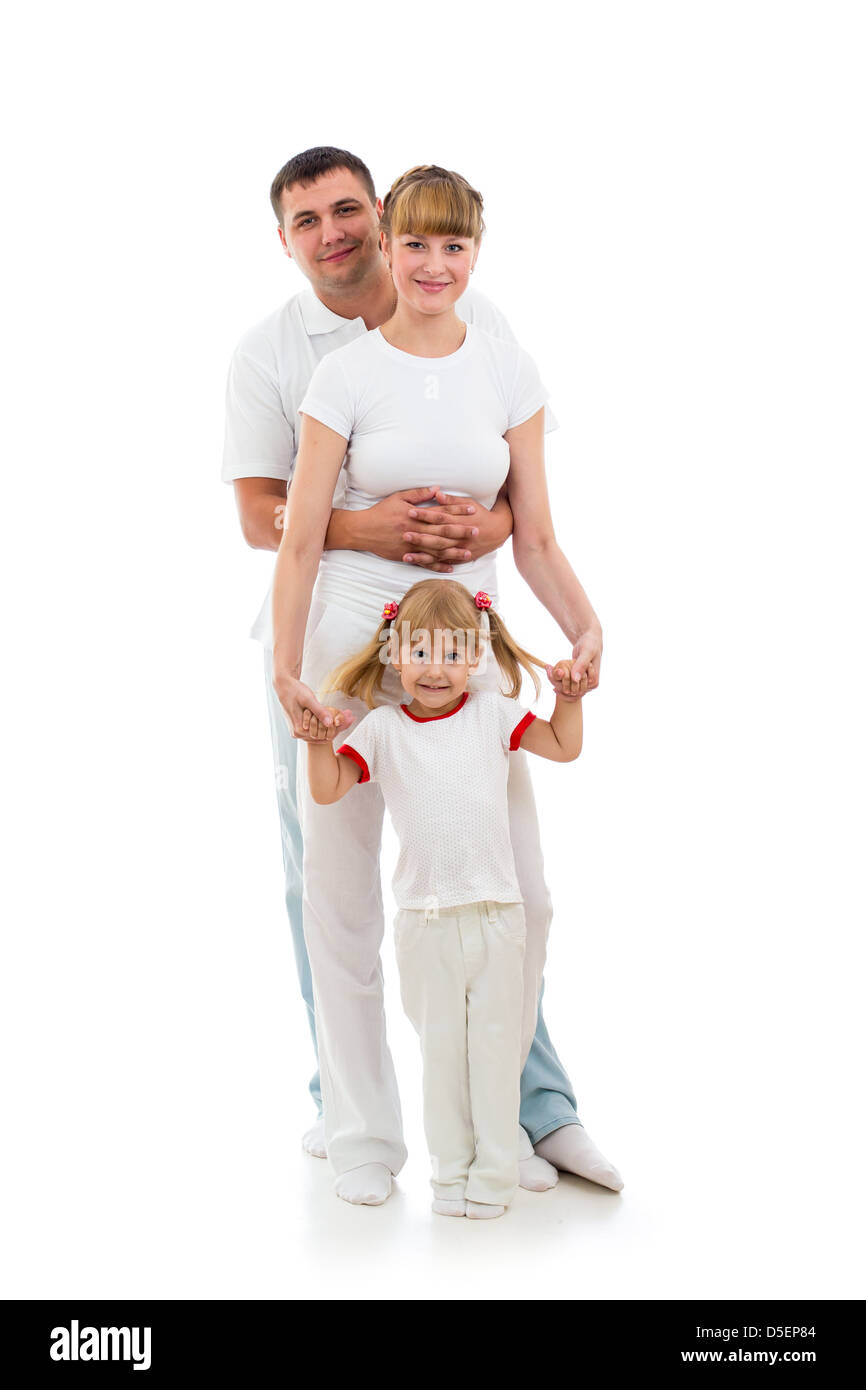 Happy family isolated on white background Stock Photo - Alamy