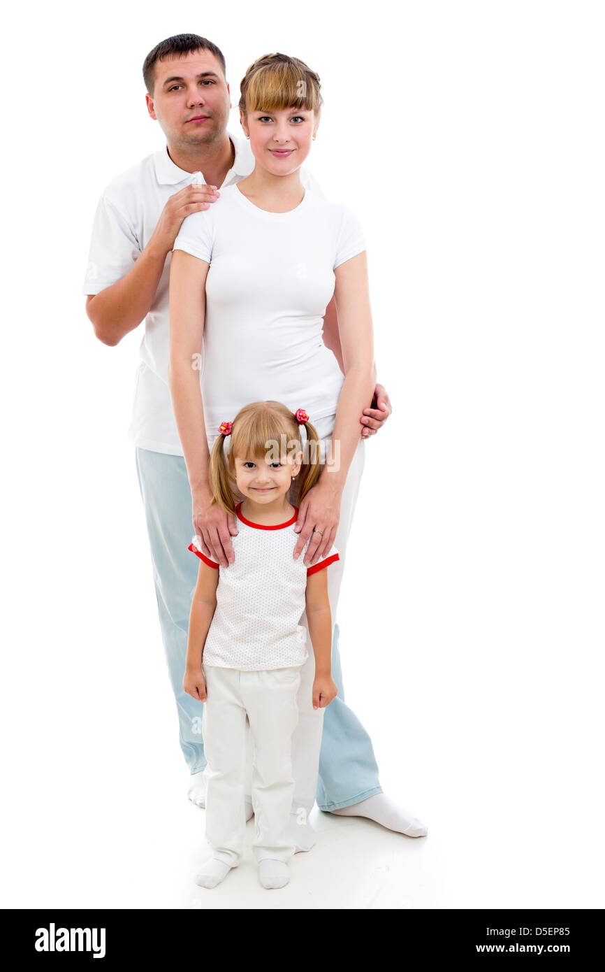 Happy young family isolated on white background Stock Photo - Alamy