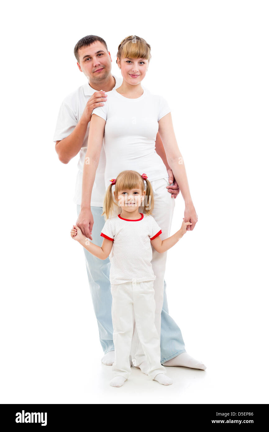 Happy young family isolated on white background Stock Photo - Alamy