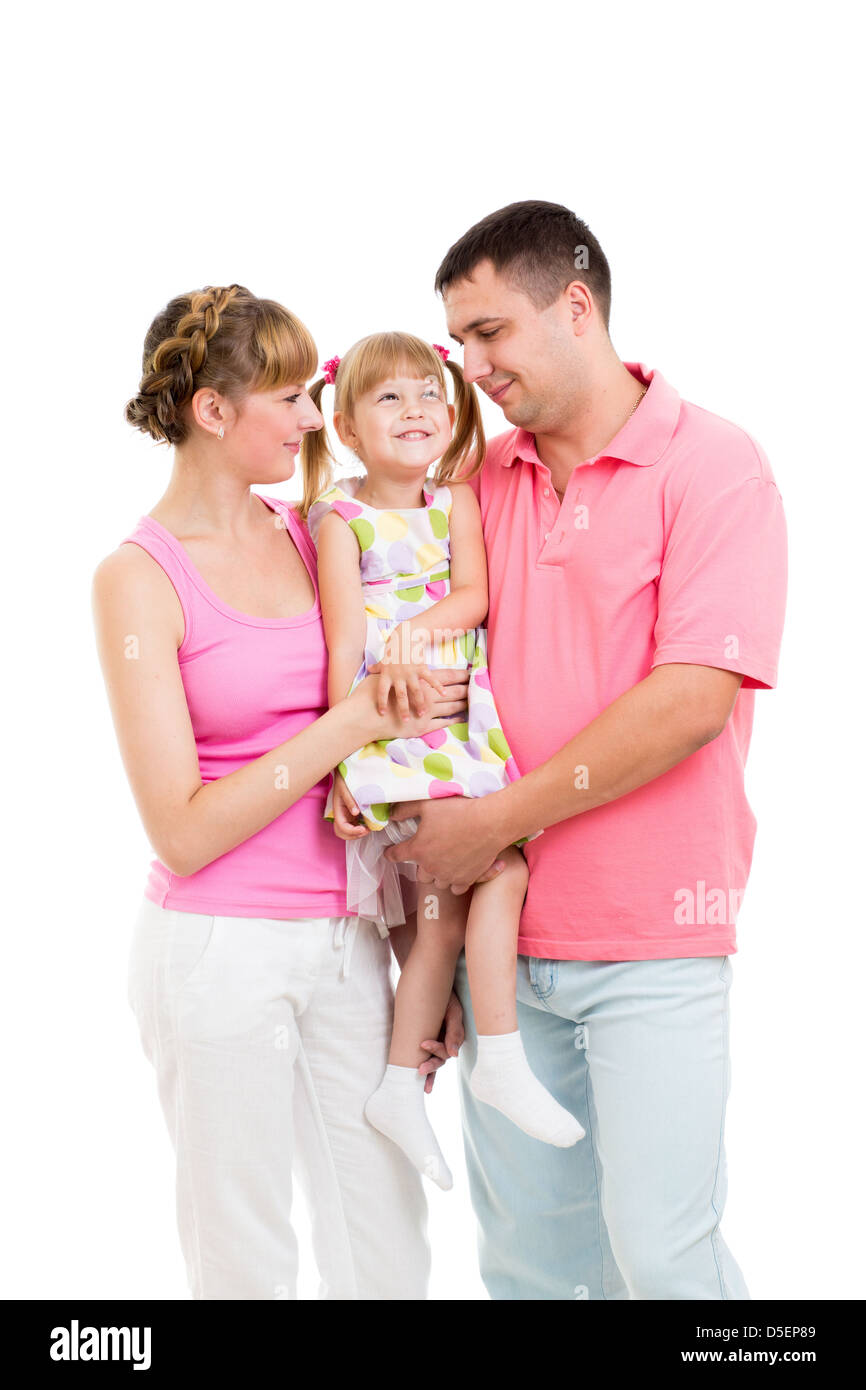 Happy family isolated on white background Stock Photo - Alamy