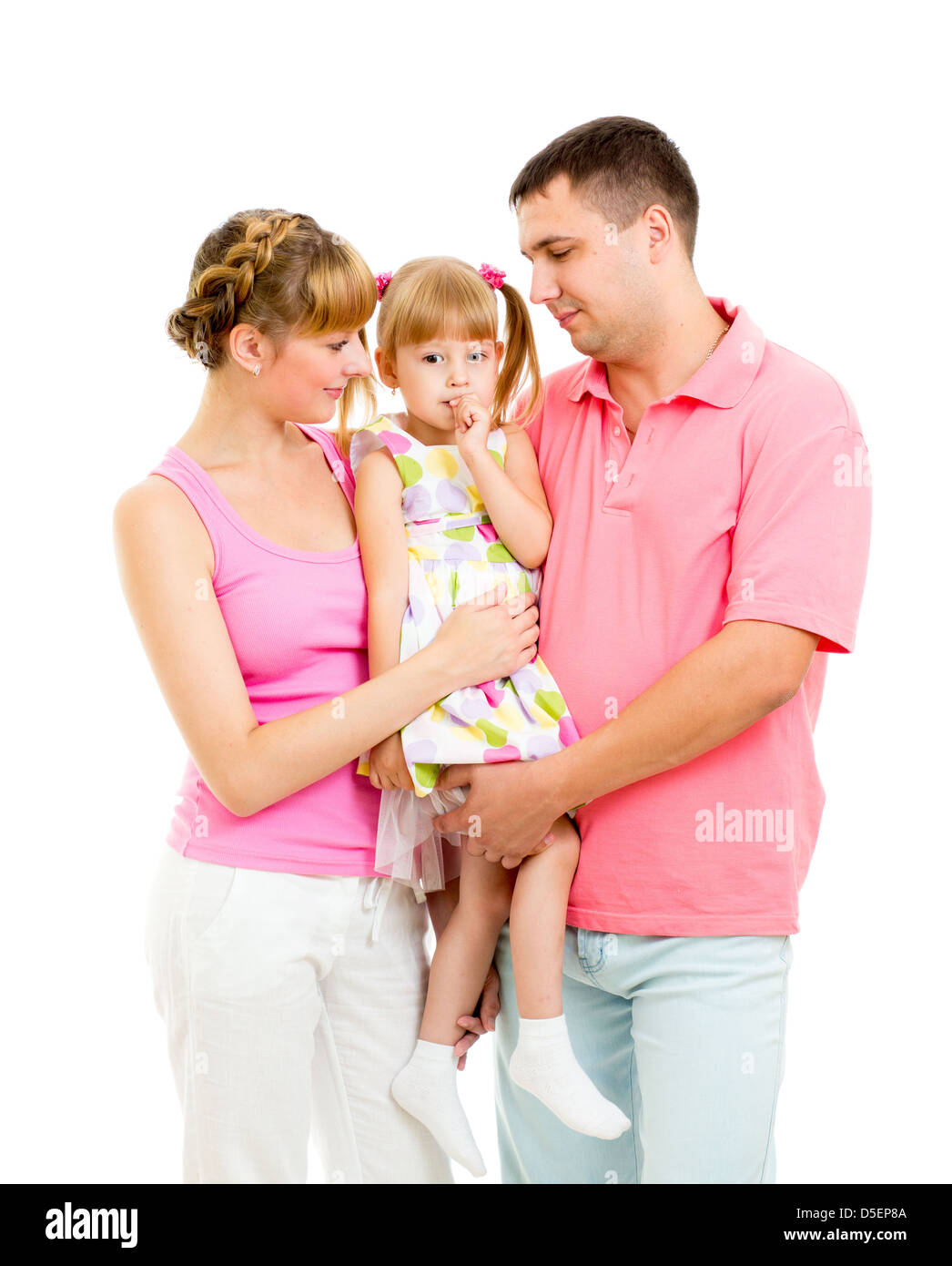 Happy family isolated on white background Stock Photo - Alamy