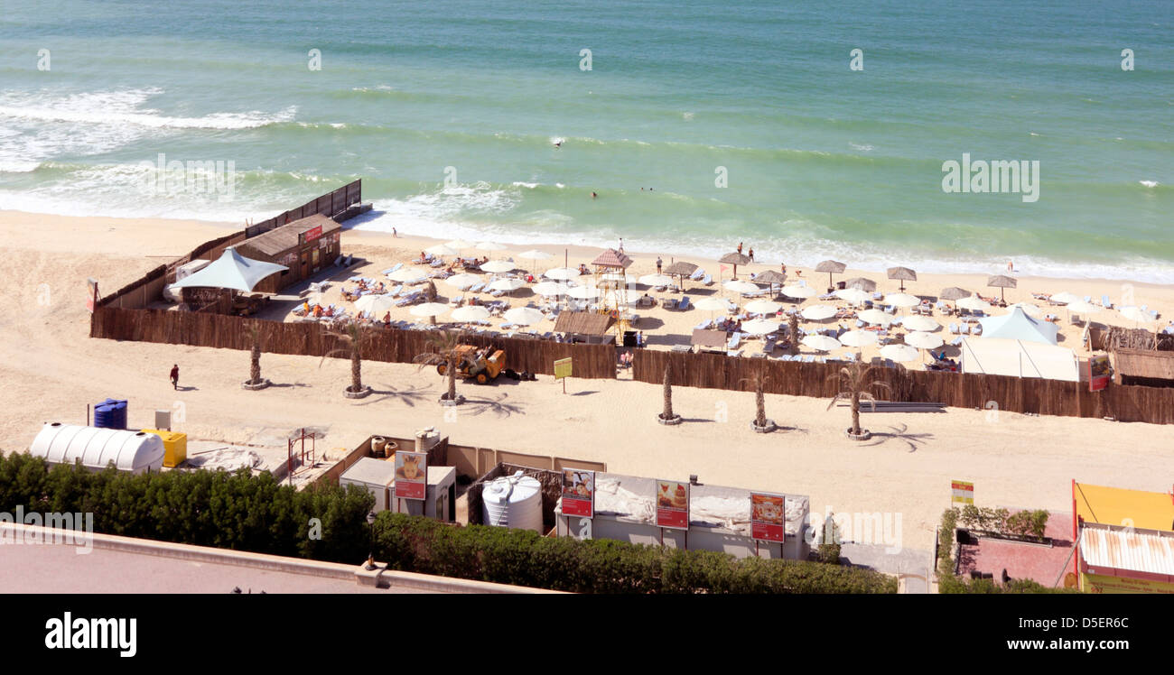Private Hotel Beach in Ajman, United Arab Emirates Stock Photo