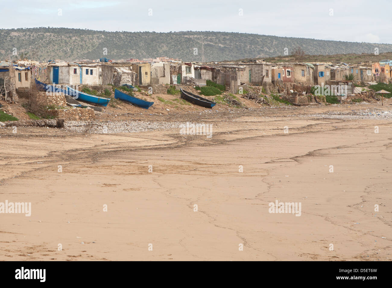 Homes on the beach, Tamraght, Agadir, Morocco Stock Photo Alamy