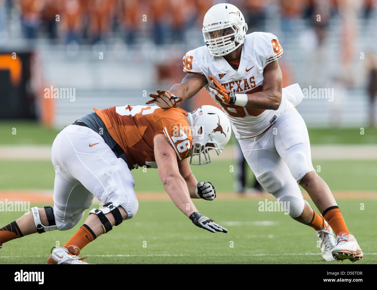 Austin, Texas, USA. 30th March, 2013. Texas Longhorns offensive ...