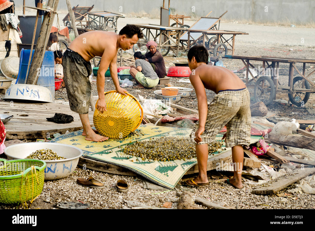 Shanty town at the back of old Railway Station,Phnom Penh ,Cambodia Stock Photo