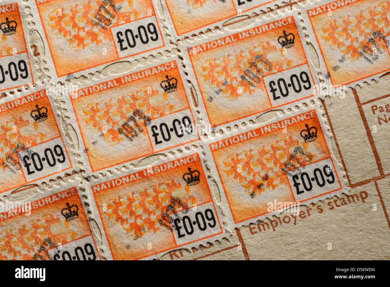 1973 National Insurance stamps UK Stock Photo