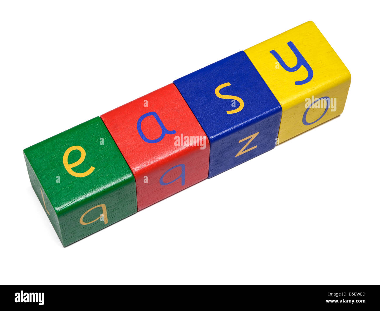Wooden blocks spelling EASY Stock Photo
