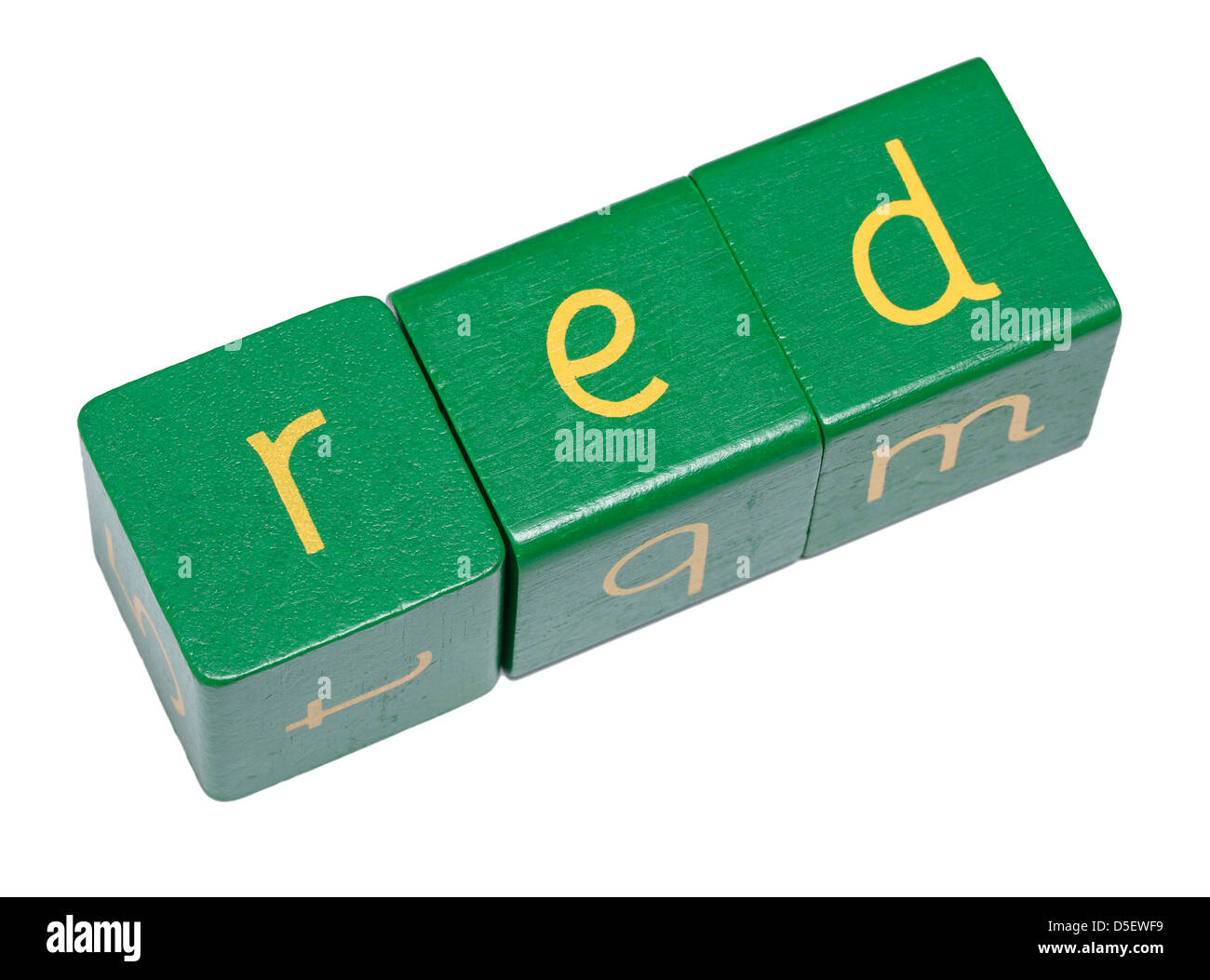Wooden blocks spelling RED Stock Photo