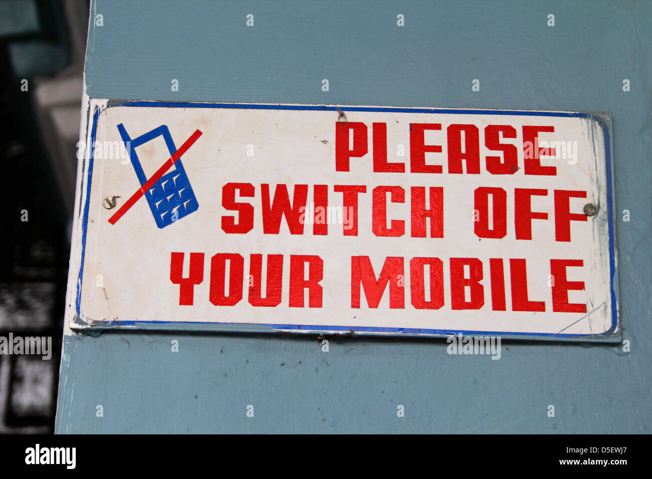 A noticeboard indicating Please Switch Off Mobile Stock Photo Alamy