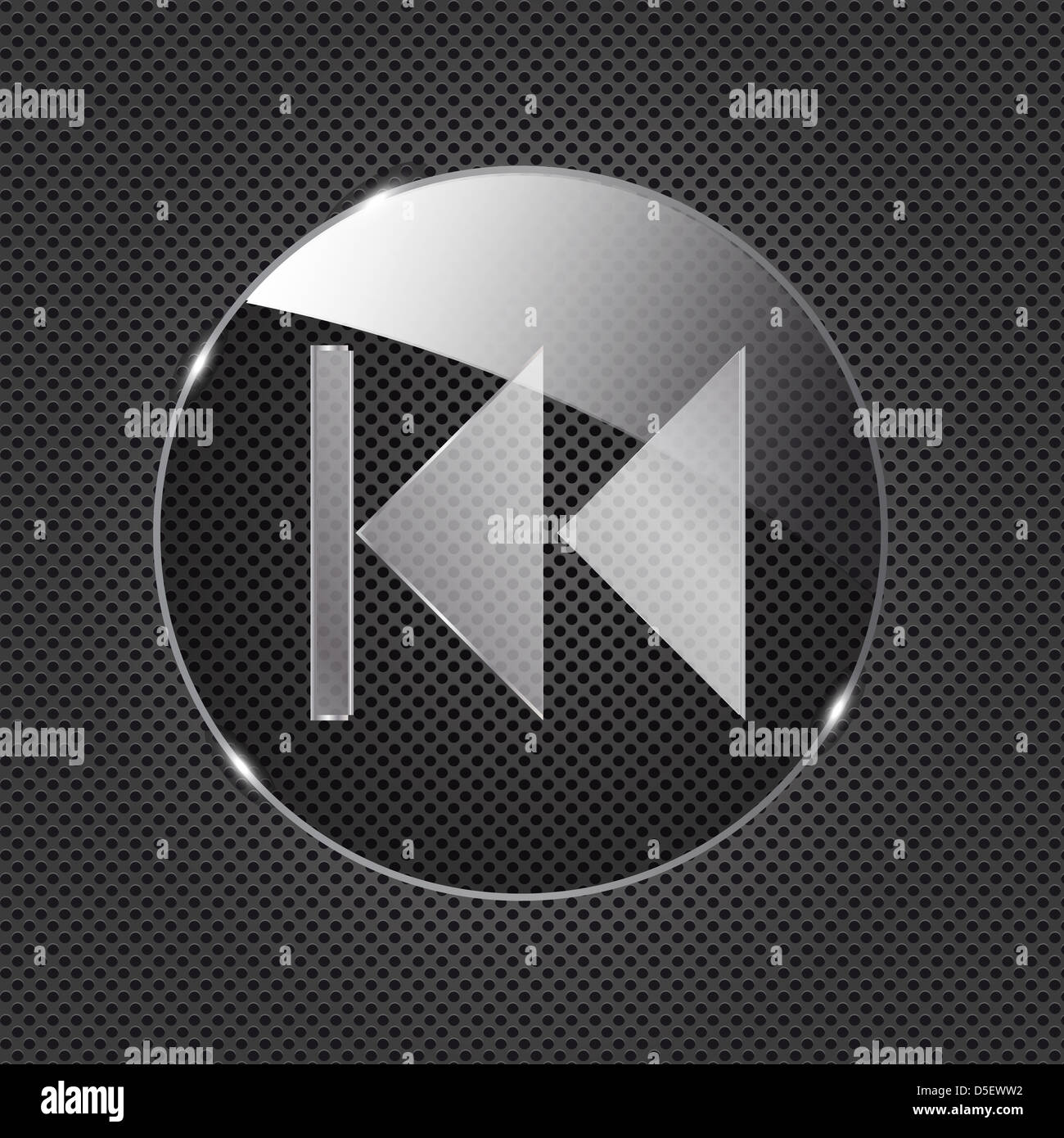 Glass button icon on metal background. Vector illustration Stock Photo