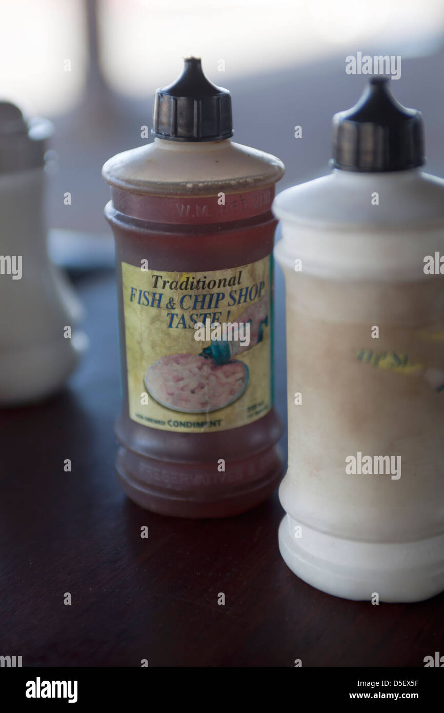 Fish and Chip Shop Condiments Stock Photo Alamy