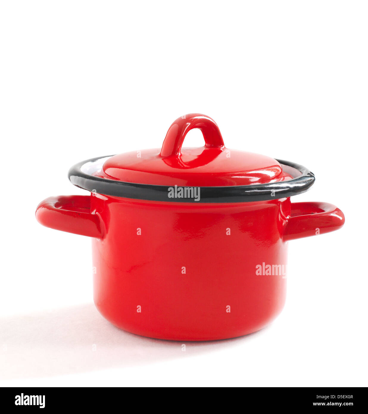 Red cooking pot, isolated on white Stock Photo