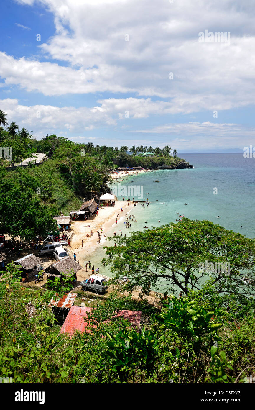 Busy Beach at Barili Cebu Province Philippines Stock Photo