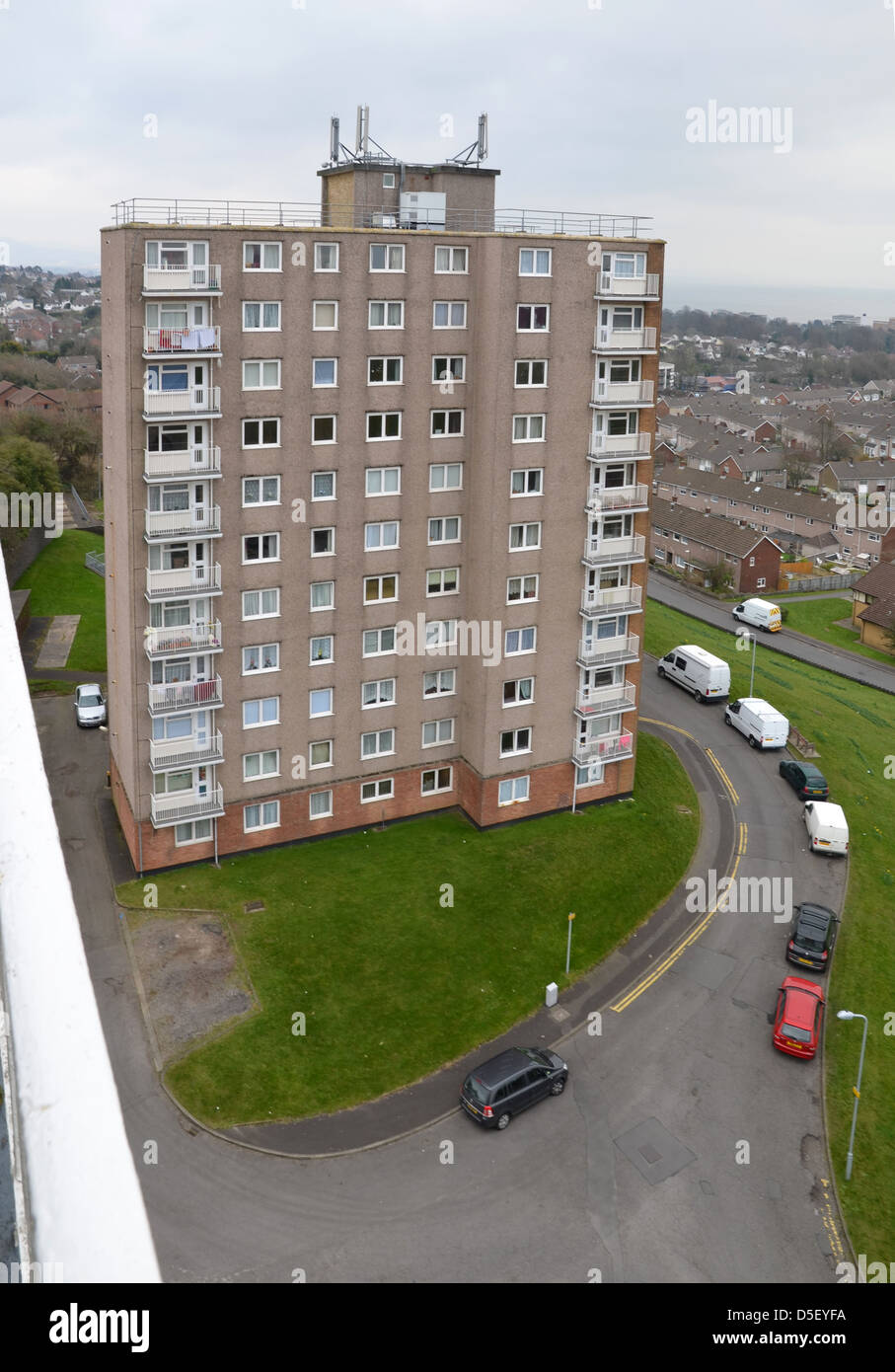 Flats at Clyne Park Swansea prior to refurbishment number 3288 Stock Photo