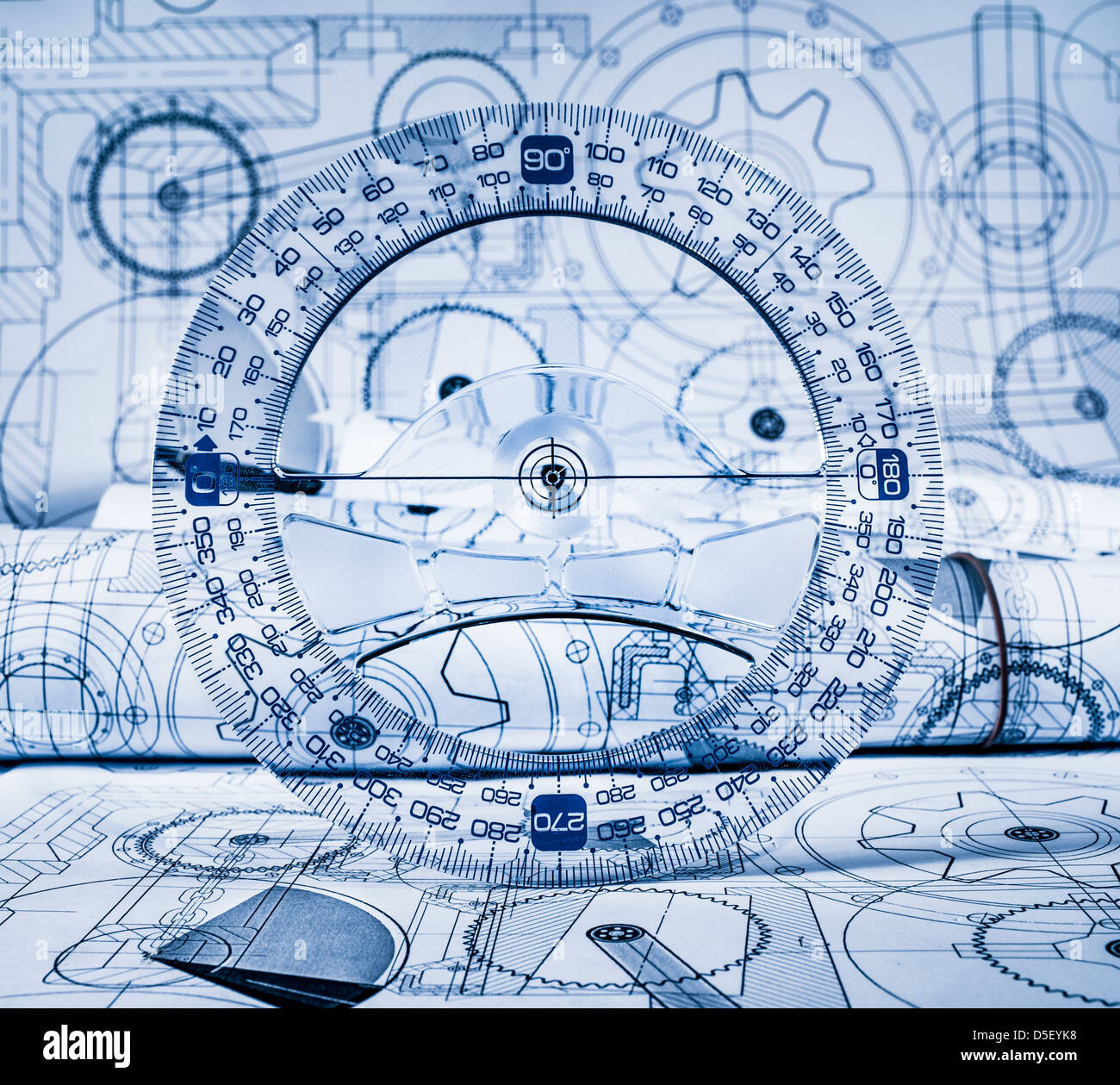High Resolution Technical Drawing Technical drawings in a blue toning Stock Photo - Alamy