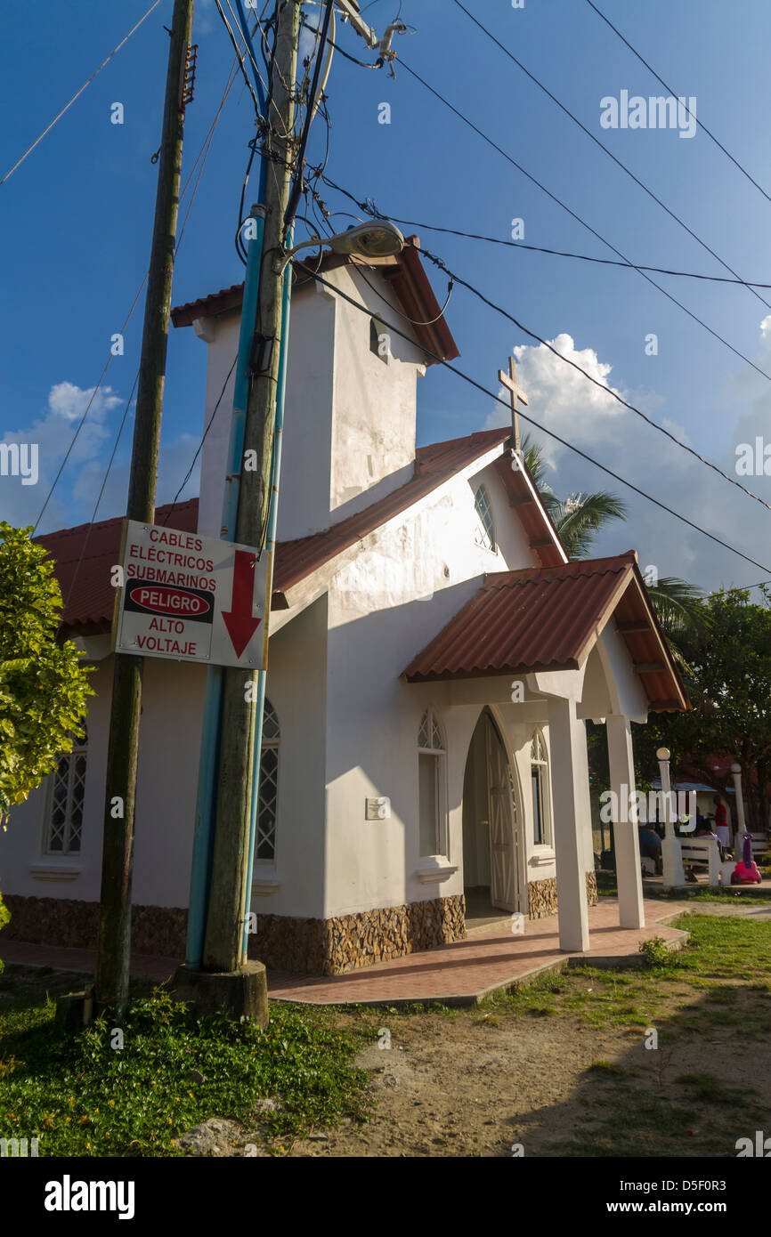 Isla Grande Catholic Church. Province of Colon, Repubic of Panama, Central America Stock Photo