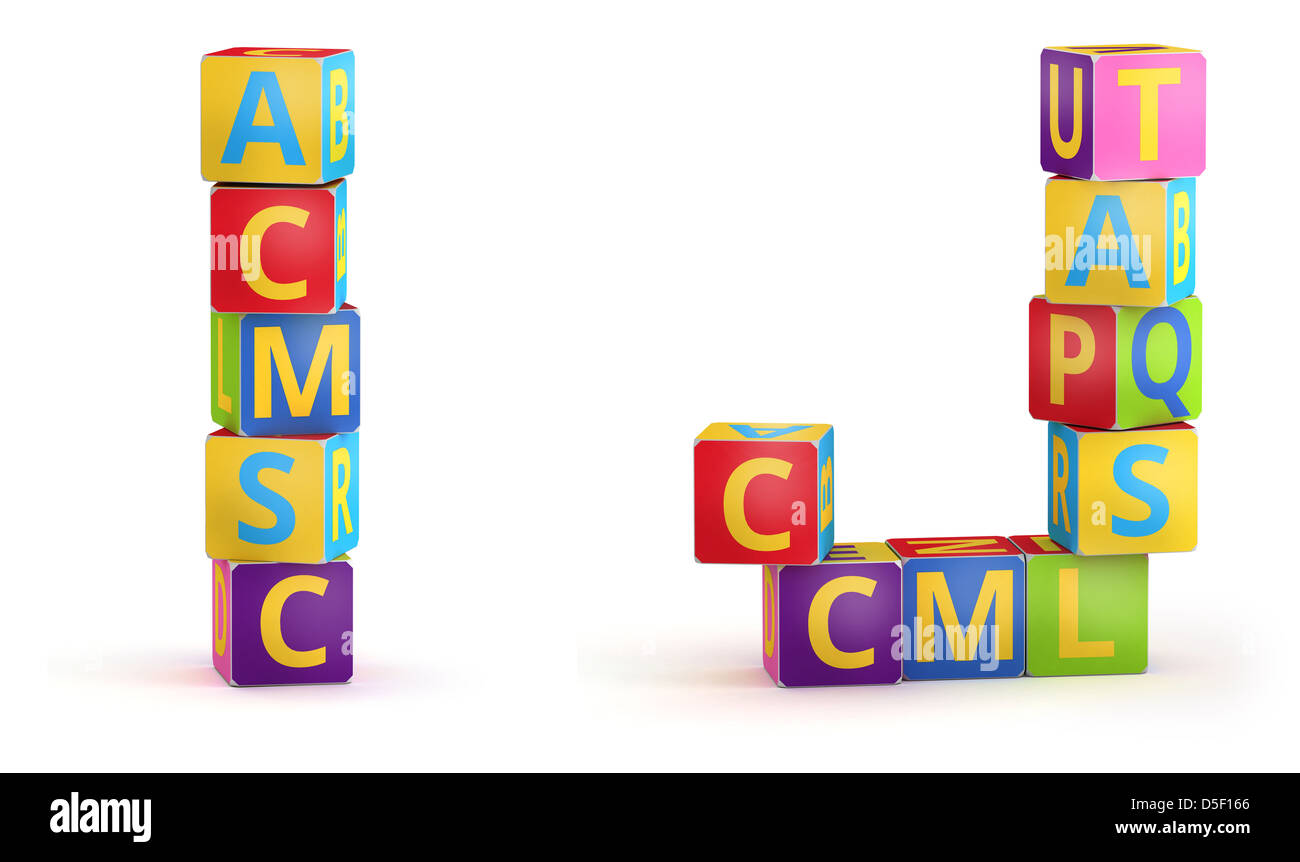 Letter J from ABC cubes for kid spell education Stock Photo