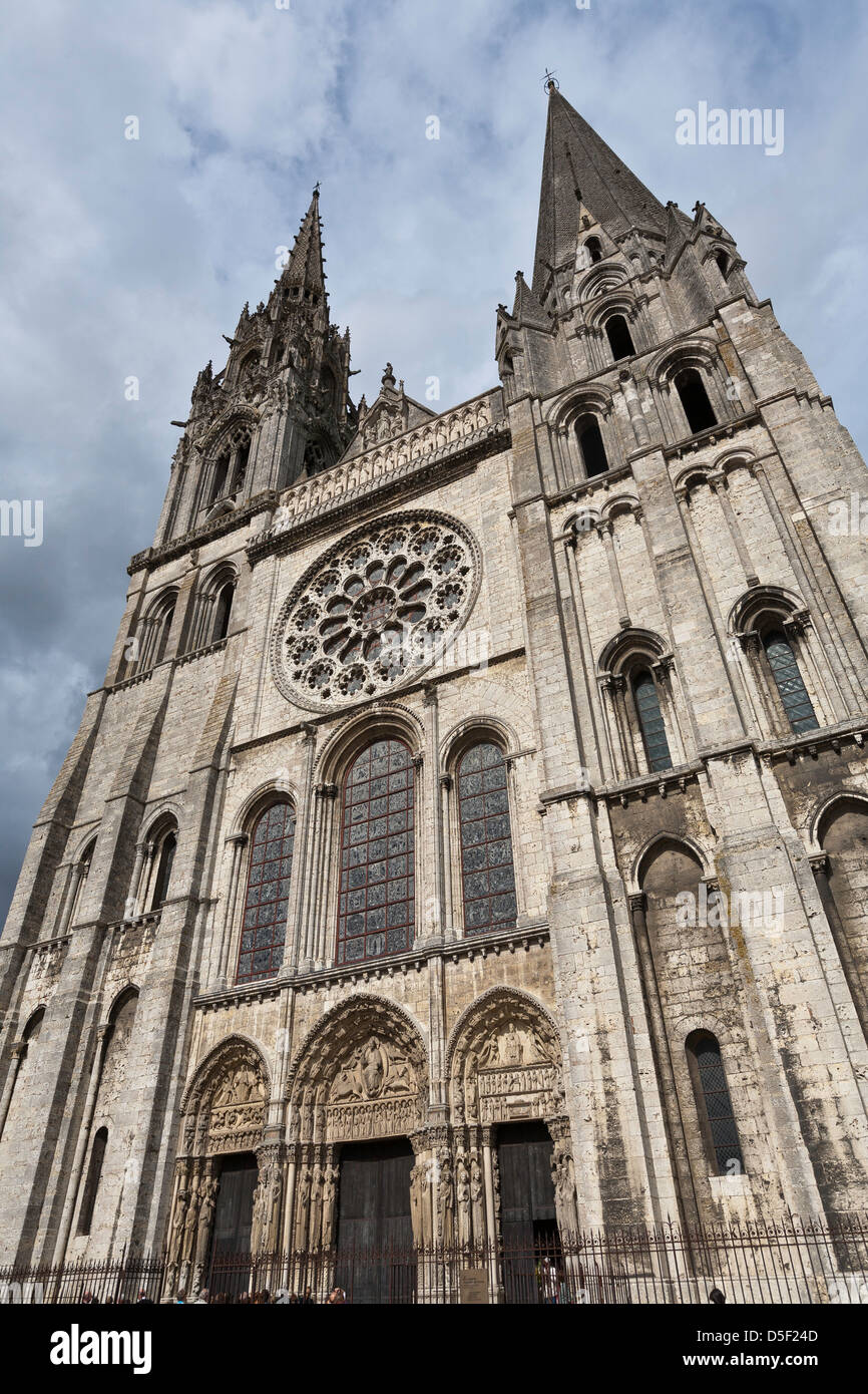 West aspect of Notre Dame Cathedral, Chartres, France Stock Photo